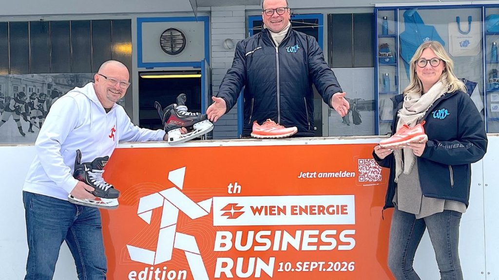 v.l.n.r. Gerhard Wehr | Geschäftsführer Business Run Eventorganisation GmbH, Thomas Meixner | Präsident Wiener Eislauf-Verein, Sandra Holzinger | Generalsekretärin Wiener Eislauf-Verein(c) Business Run Eventorganisation GmbH / Steinkellner