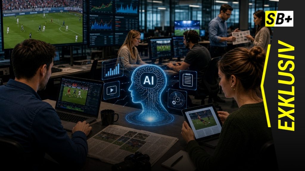 (c) ChatGPT - Hinweis: ChatGPT wurde mit dem Prompt gefüttert: Erstelle ein Bild zum Thema "Sportberichterstattung und künstliche Intelligenz in Redaktionen"